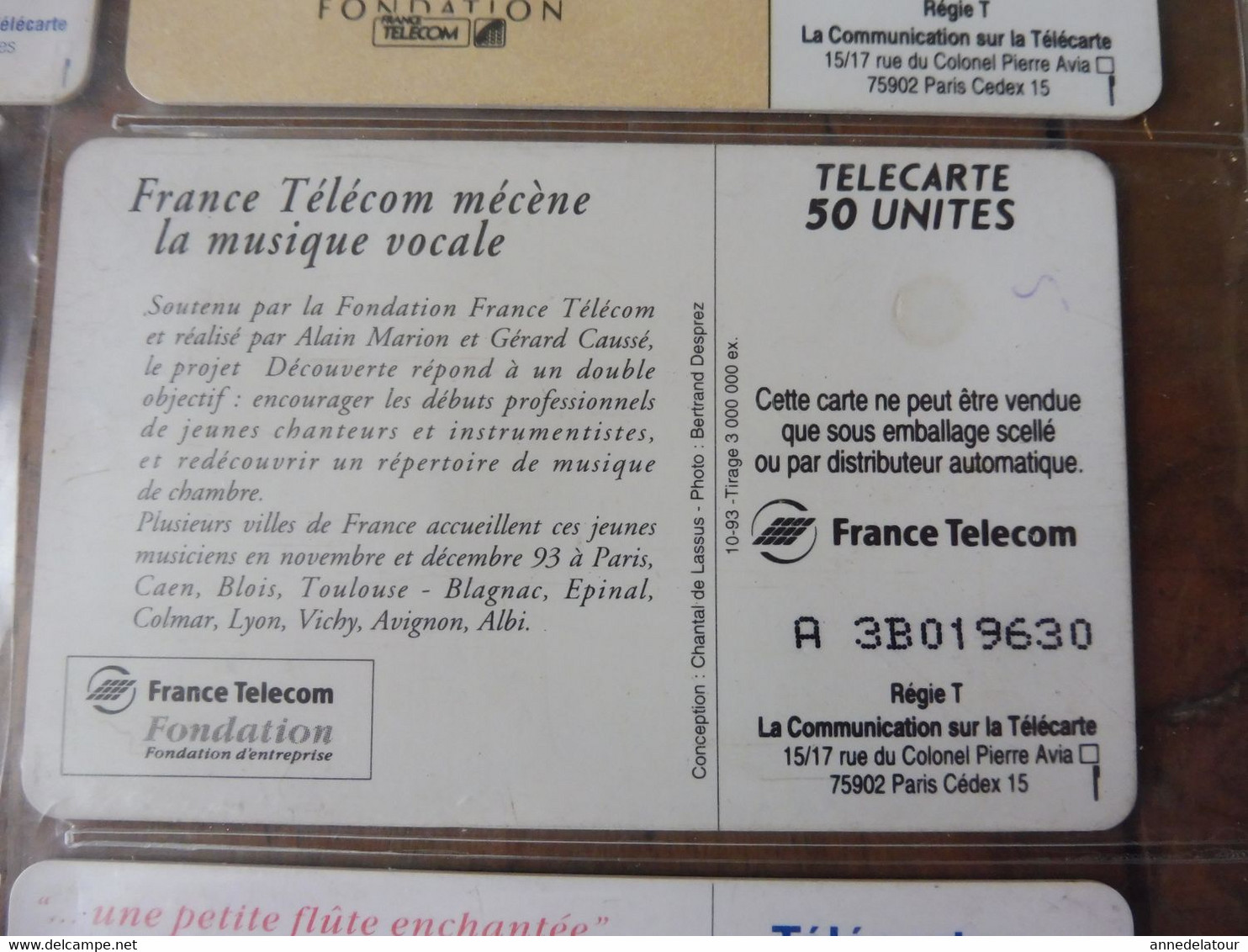 10 télécartes (musique vocale, concert, une petite flûte enchantée, Tableau Delacroix, Etc )  FRANCE TELECOM