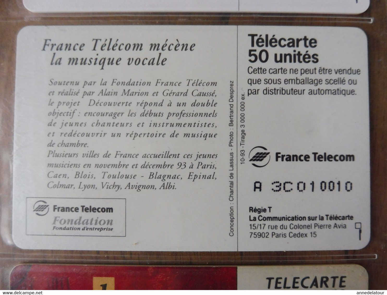 10 télécartes (musique vocale, concert, une petite flûte enchantée, Tableau Delacroix, Etc )  FRANCE TELECOM