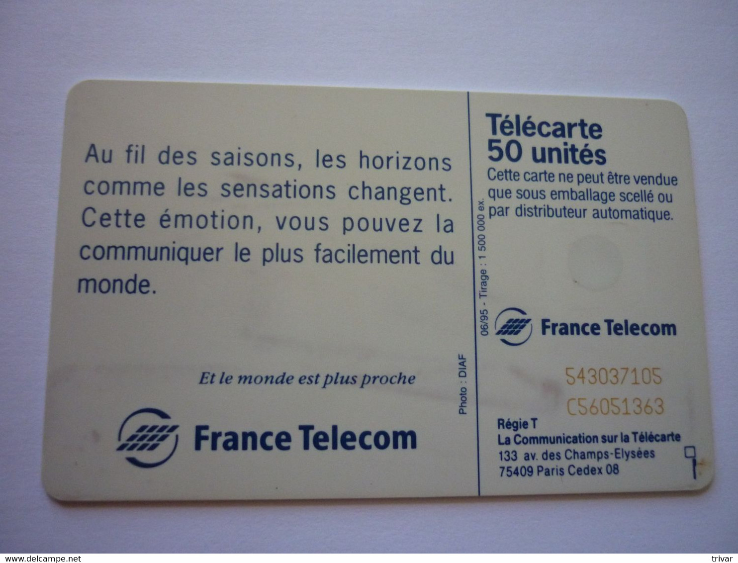 Télécarte Au Fil Des Saisons - 06/95 - 1.500.000 Ex - Puce SC7 - Opérateurs Télécom