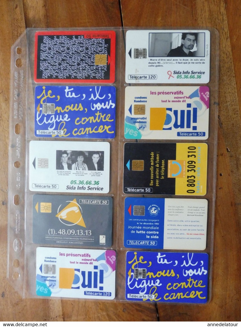 10 Télécartes Prévention (Face à La Drogue, Préservatifs Contre Le Sida, Contre Le Tabac, Aspirine, Etc)  FRANCE TELECOM - Collections