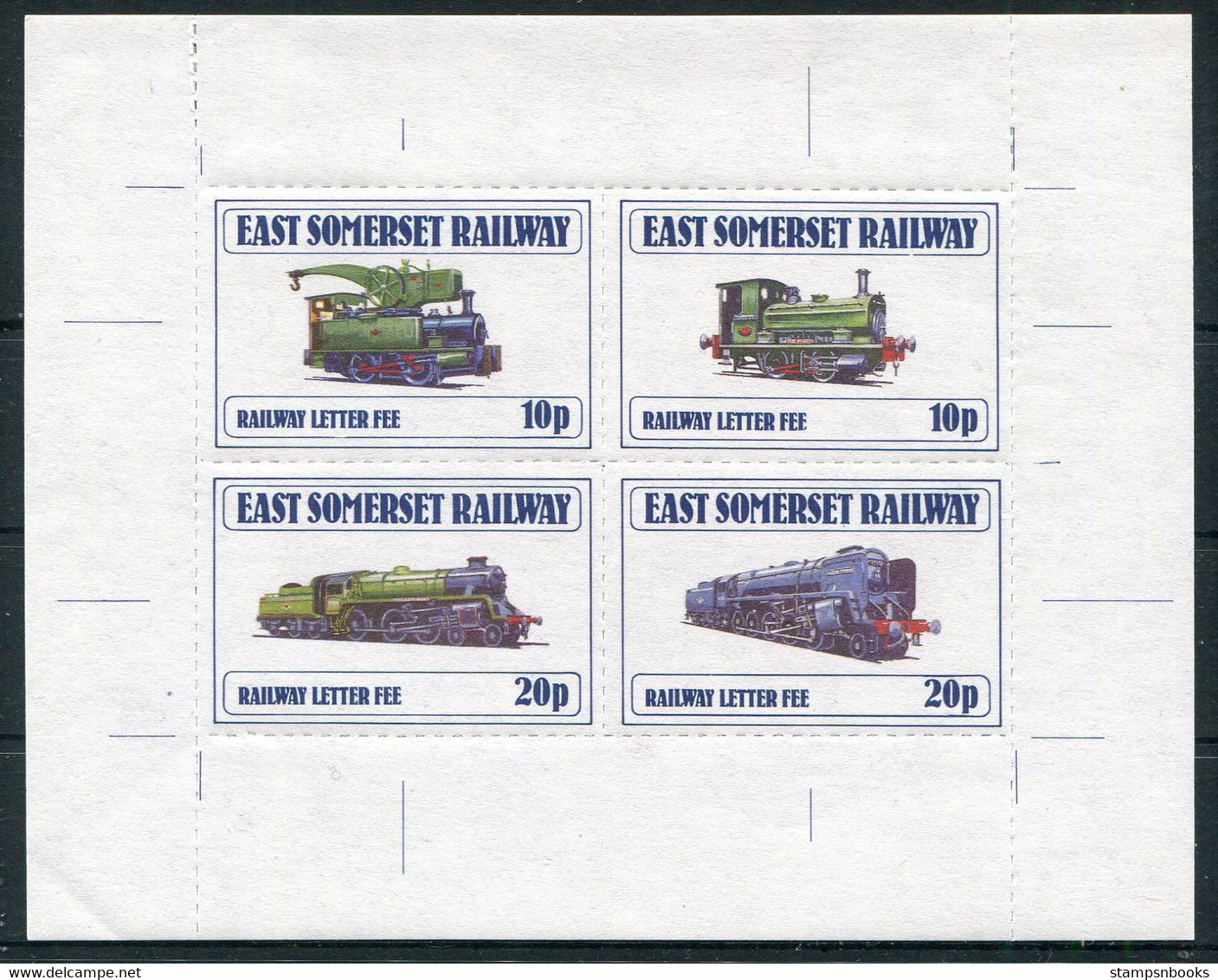 GB East Somerset Railway Letter Fee (sheet Of 4) Trains - Cinderella