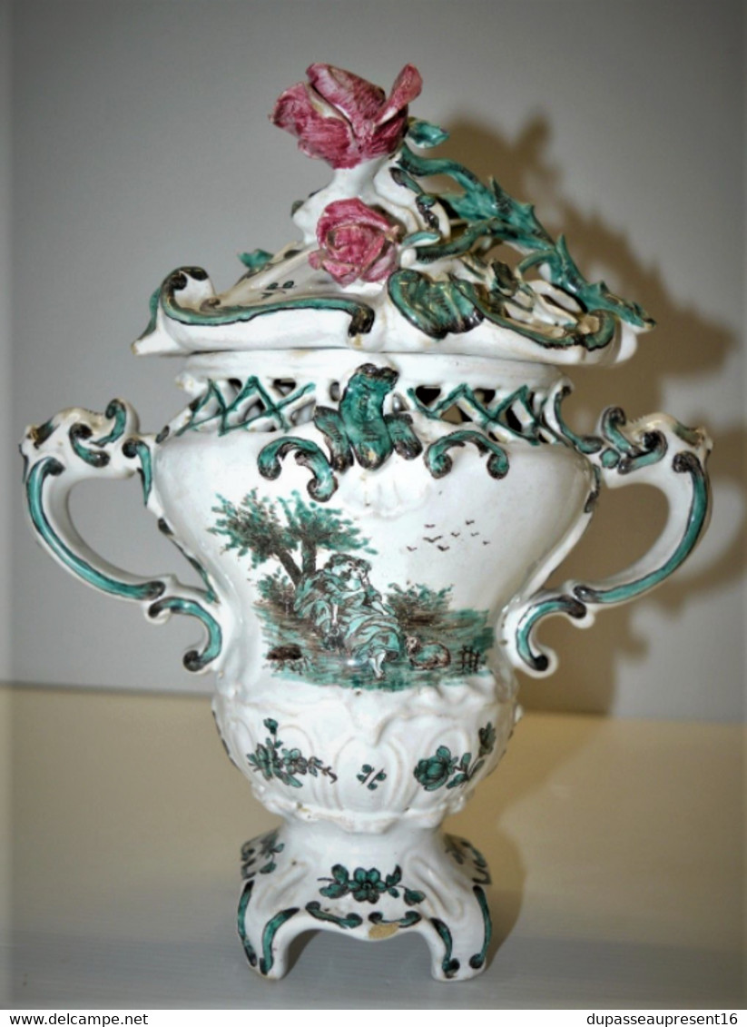 VASE POT COUVERT POT POURRI FAIENCE De MARSEILLE VEUVE PERRIN XIXe Collection Déco Vitrine - Marseille (FRA)