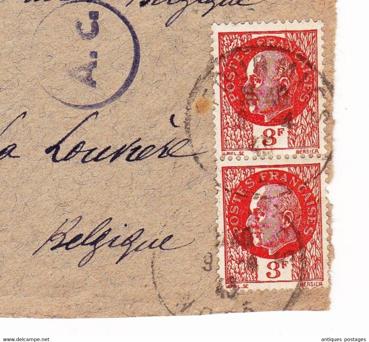 Devant De Lettre Recommandée 1943 Fourmies Nord  Paire Pétain 3 Francs Pour La Belgique - 1941-42 Pétain
