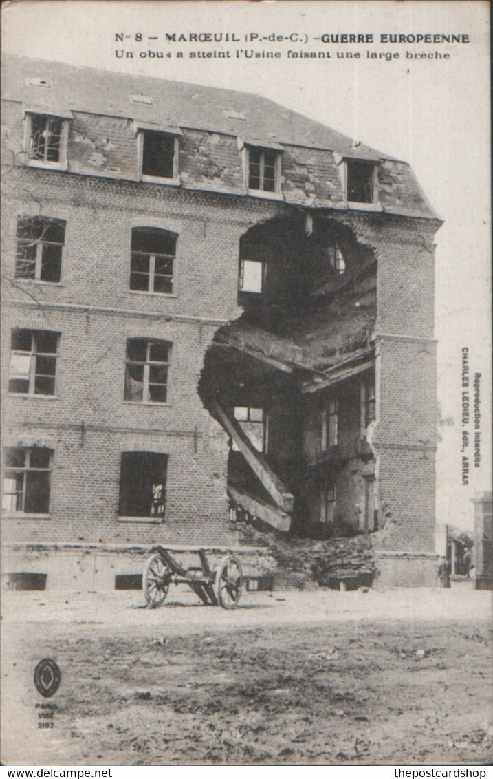 CPA FRANCE 62 MAROEUIL- No.8. LA GRANDE GUERRE. - Maroeuil (P.-de-C.) - Un Obus A Atteint L'Usine.... - Autres & Non Classés