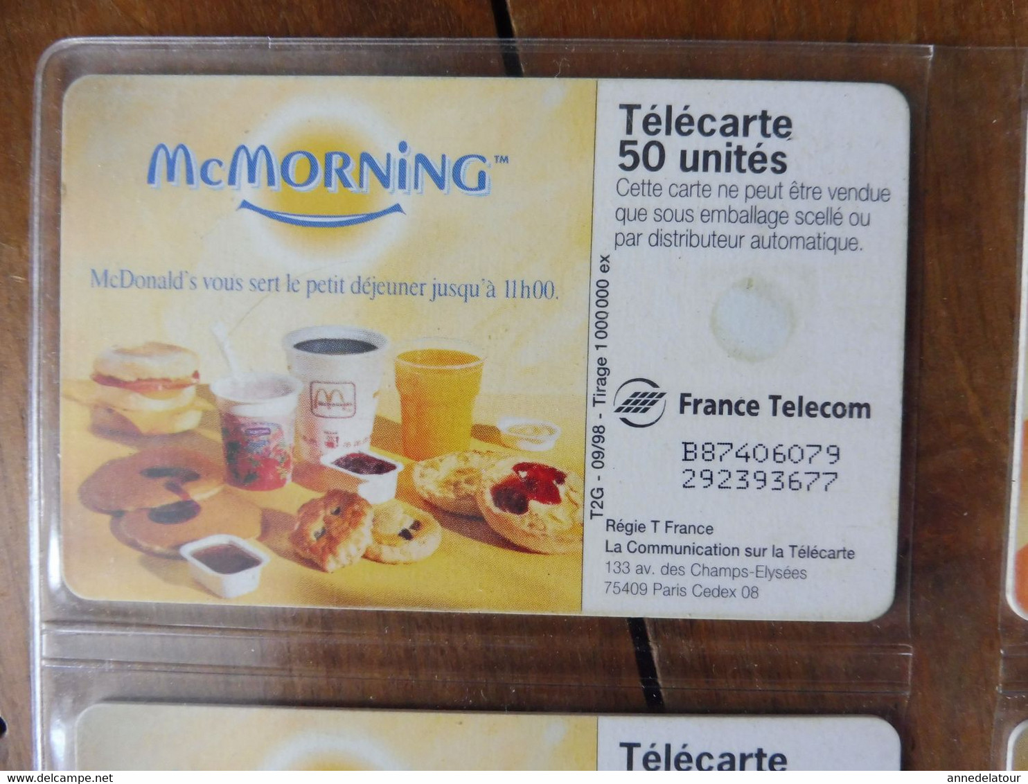 8 télécartes   (  McMORNING, WINNER TACO, Cracker Belin, Milka Lila Pause, nouveau Cracker Belin  )  FRANCE TELECOM