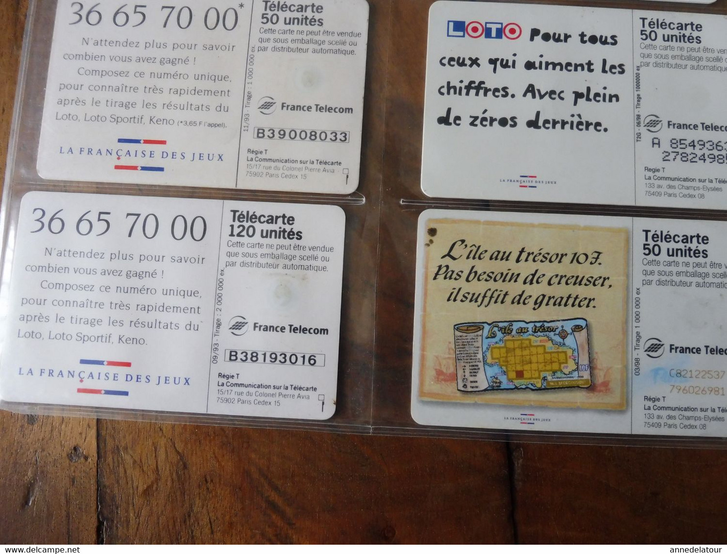 10 télécartes (jeux à gratter) FRANCE TELECOM  -> 100 millions, Morpion, Keno, Banco, Loto sportif, TacOtac, Super Loto