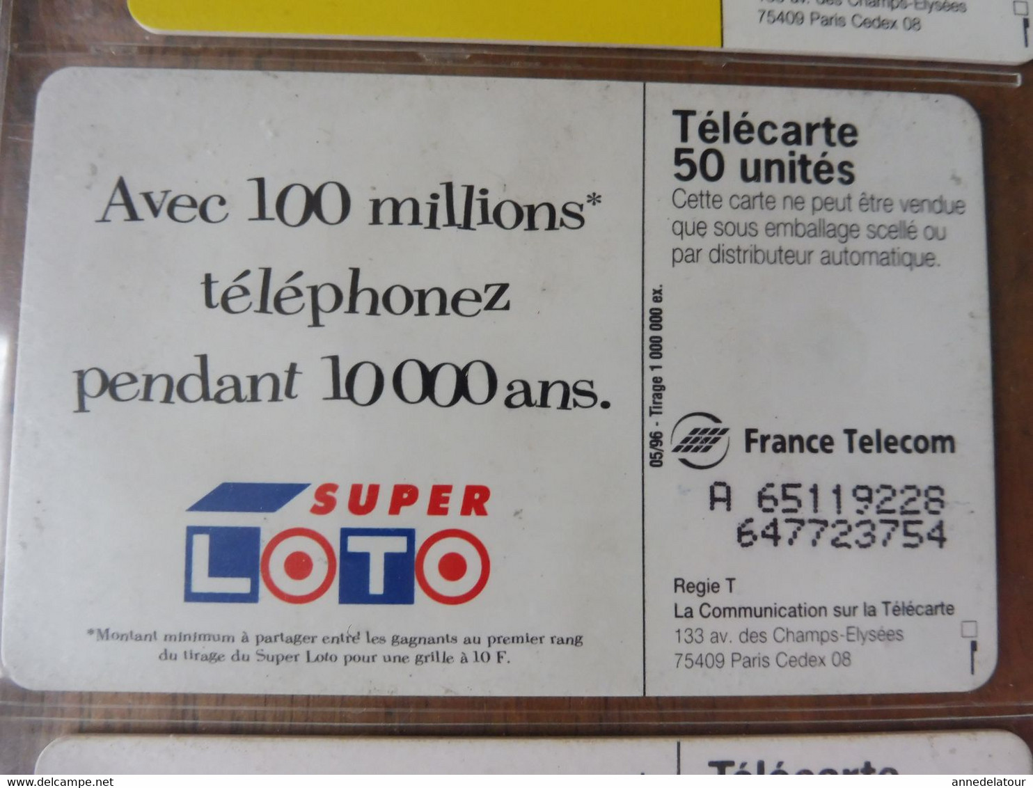 10 télécartes (jeux à gratter) FRANCE TELECOM  -> 100 millions, Morpion, Keno, Banco, Loto sportif, TacOtac, Super Loto