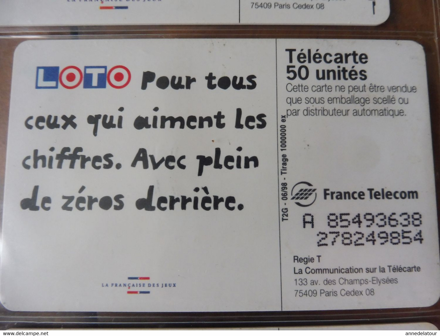 10 télécartes (jeux à gratter) FRANCE TELECOM  -> 100 millions, Morpion, Keno, Banco, Loto sportif, TacOtac, Super Loto