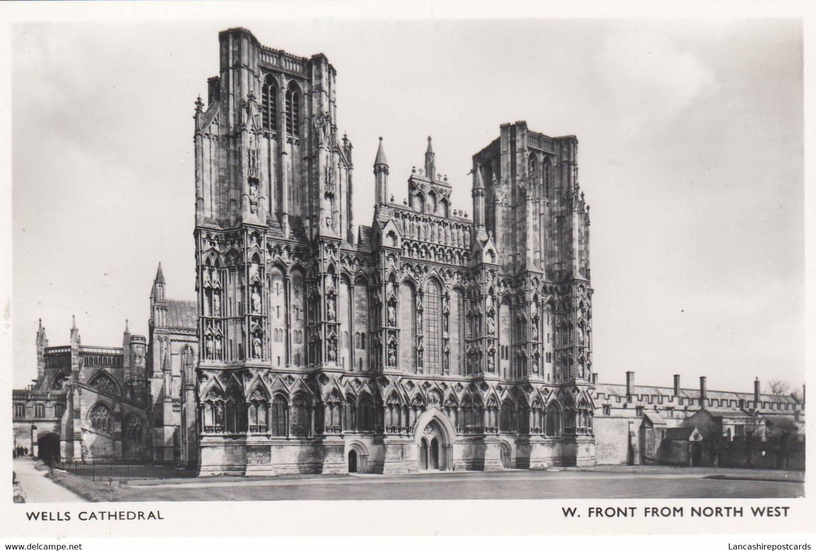 Postcard Wells Cathedral West Front From North West RP My Ref B14349 - Wells
