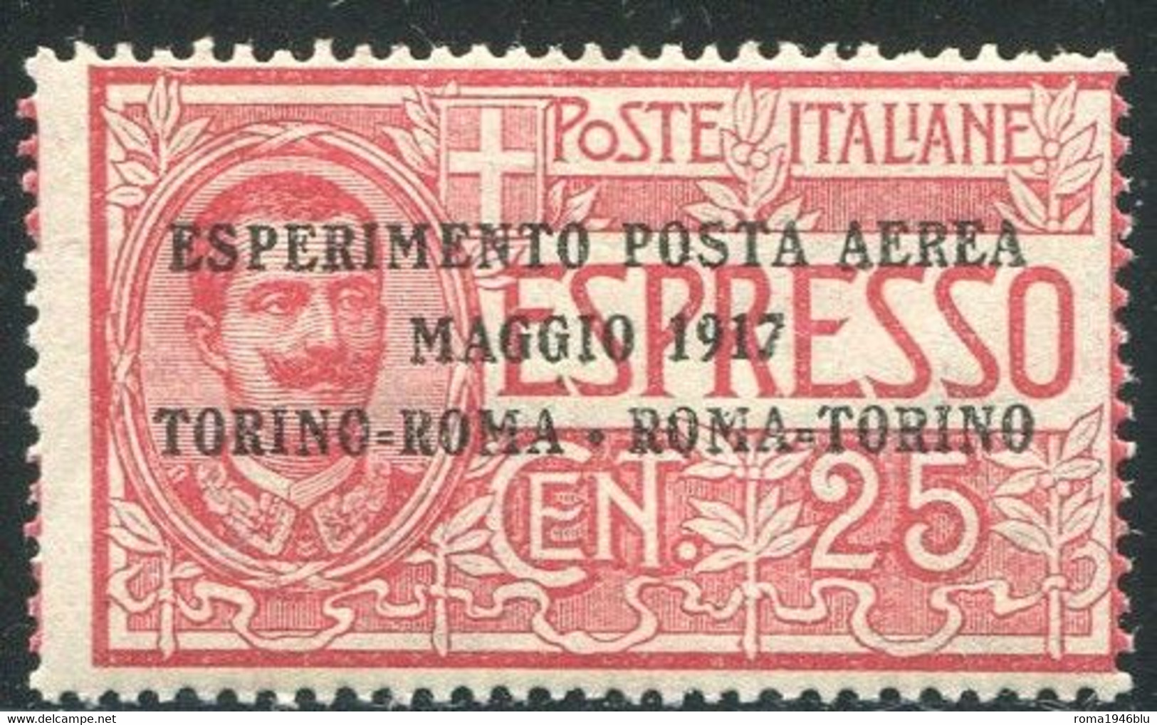 REGNO 1917 POSTA AEREA ESPRESSO N. 1 SOPRASTAMPATO ** MNH - Poste Aérienne