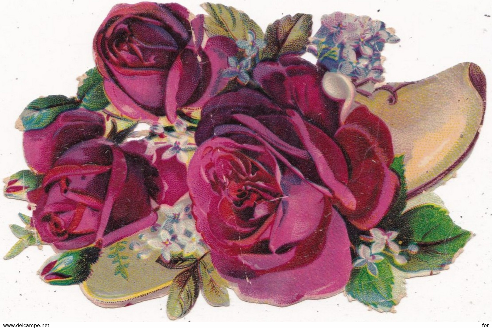 Découpis : Fleurs - Sandale Remplie De Roses : Chocolat - Cacao - PAYRAUD : Format 11cm X 8cm - Flowers