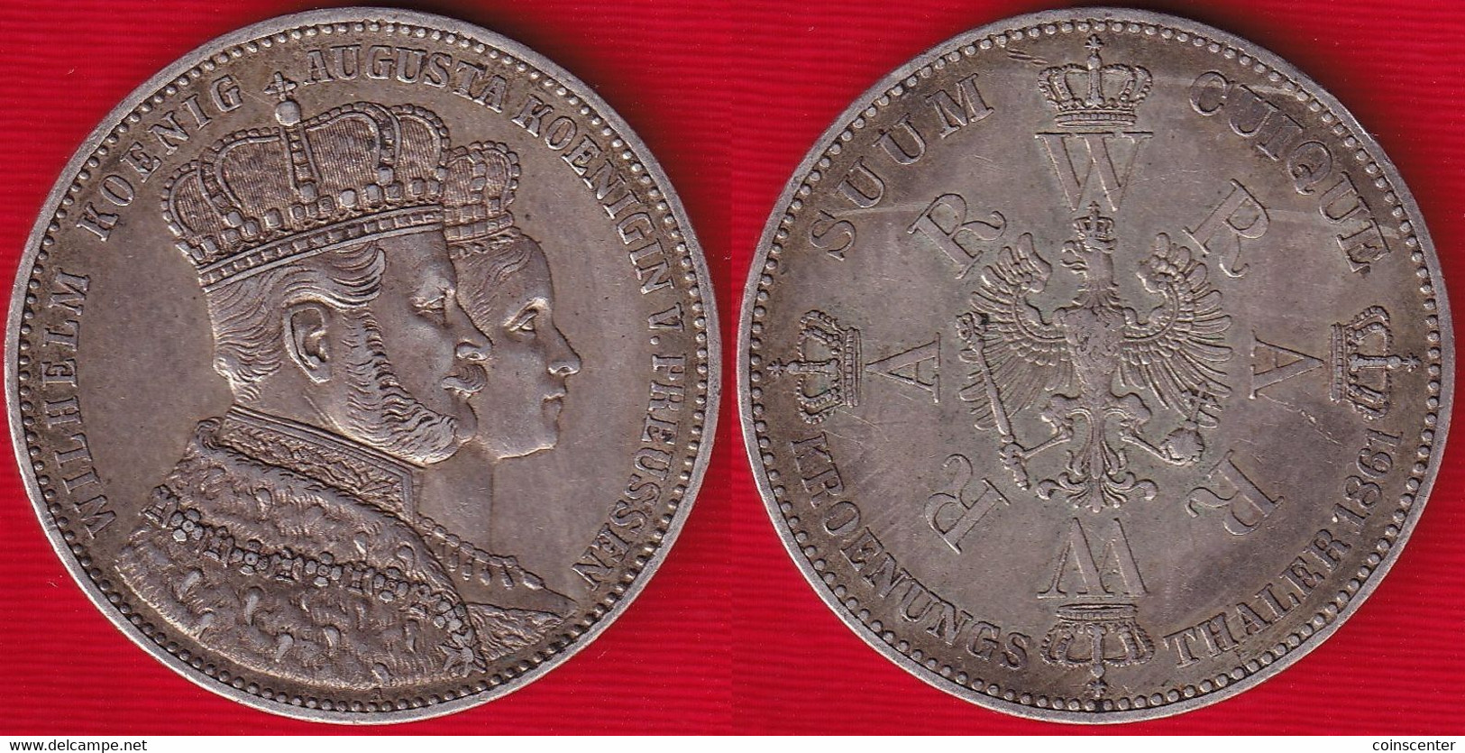 Germany / Prussia, Preussen 1 Thaler 1861 Km#488 AG "Coronation Of Wilhelm I" - Taler & Doppeltaler