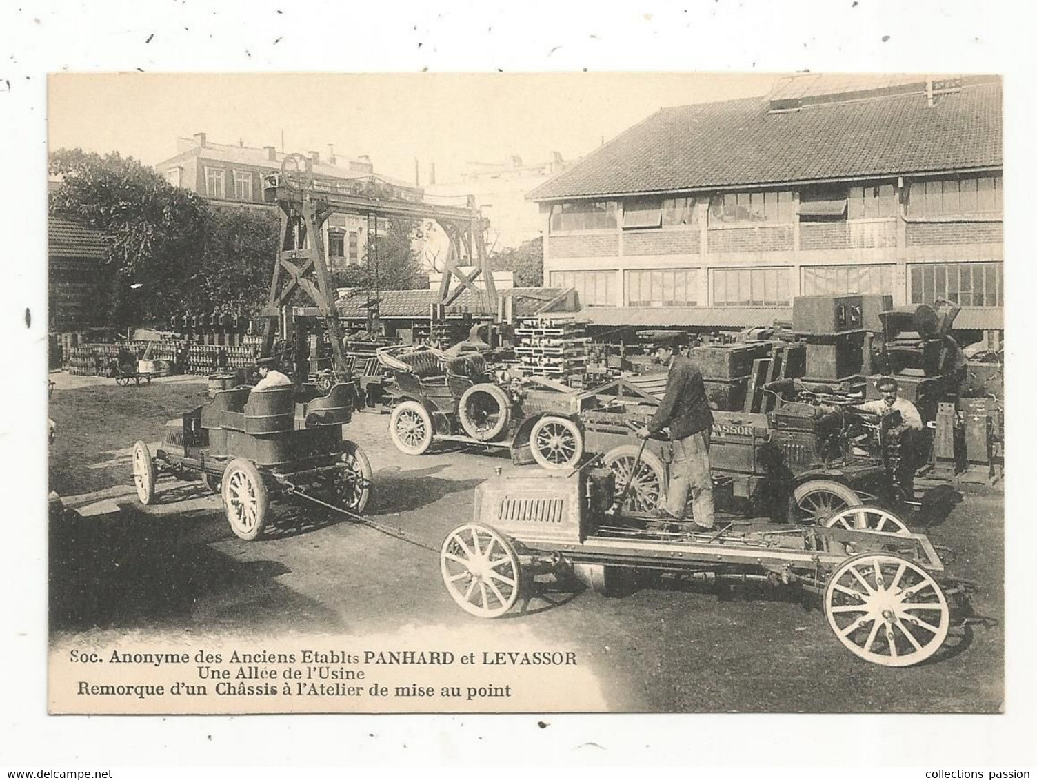 Cp, Usine Automobiles ,soc.anonyme Des Anciens établissements PANHARD Et LEVASSEUR , Remorque D'un Chassis, Vierge - Autres & Non Classés