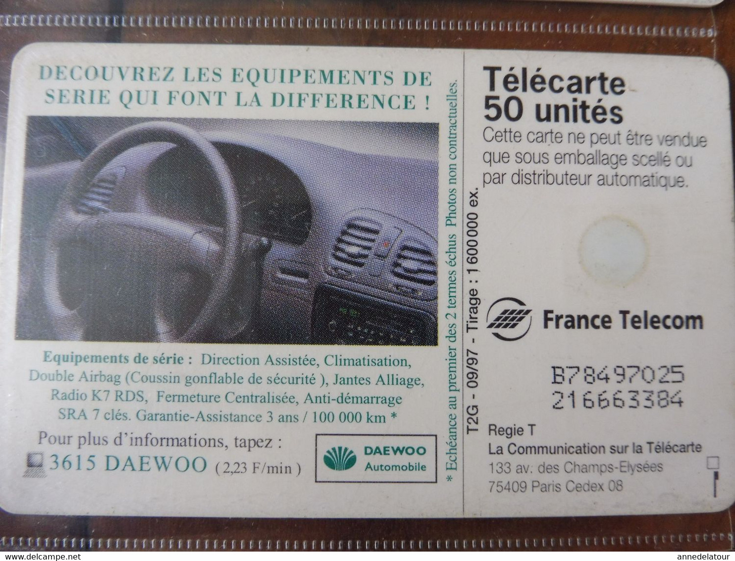 10 télécartes (lié à l'automobile) FRANCE TELECOM  ->  Peugeot - Assistance, DAEWOO NUBIRA, Citroën, LAGUNA, MATRA, etc