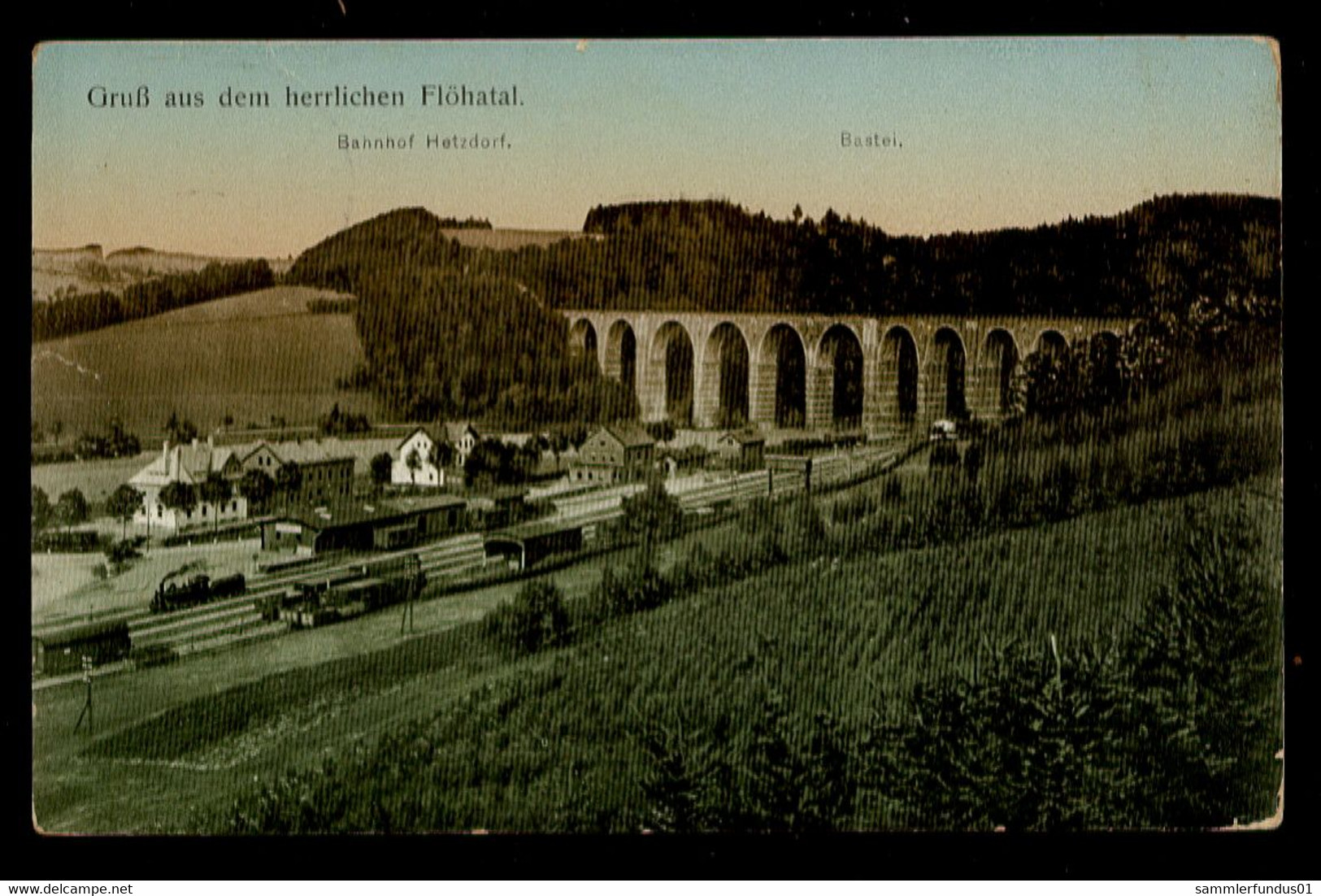 AK/CP Bahnhof Hetzdorf Flöha  Oederan   Gel/circ. Ca 1910   Erhaltung/Cond. 2-  , 1 Cm Einriss Links Nr. 01351 - Floeha