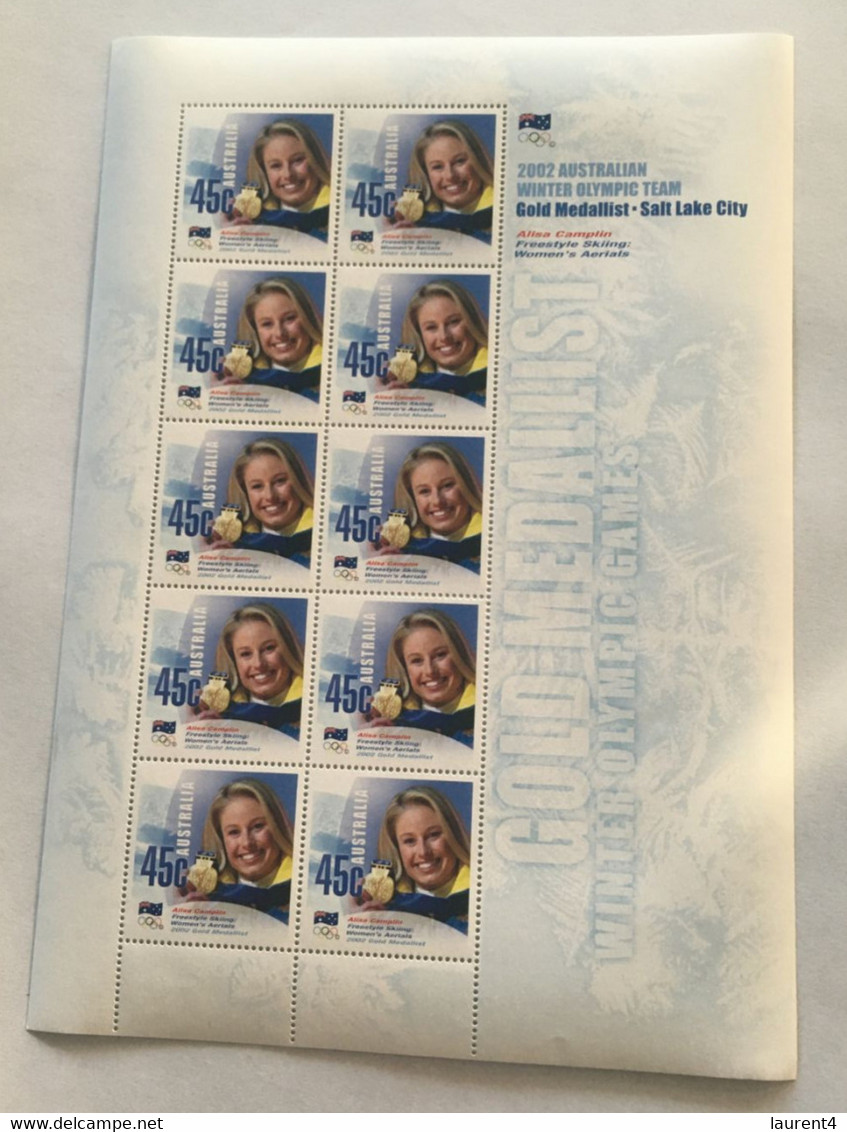 (stamp 18-7-2021) Australia - 2002 Winter Olympic Gold Medalist - Alisa Camplin - Mint Sheetlet (45 Cent Stamps X 10) - Winter 2002: Salt Lake City