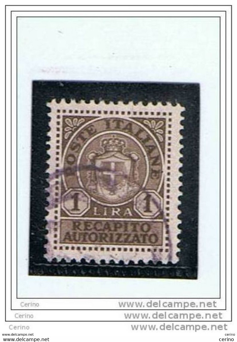 LUOGOTENENZA:  1946  RECAPITO  AUTORIZZATO  -  £. 1  BRUNO  US. -  SASS. 7 - Servicio Privado Autorizado