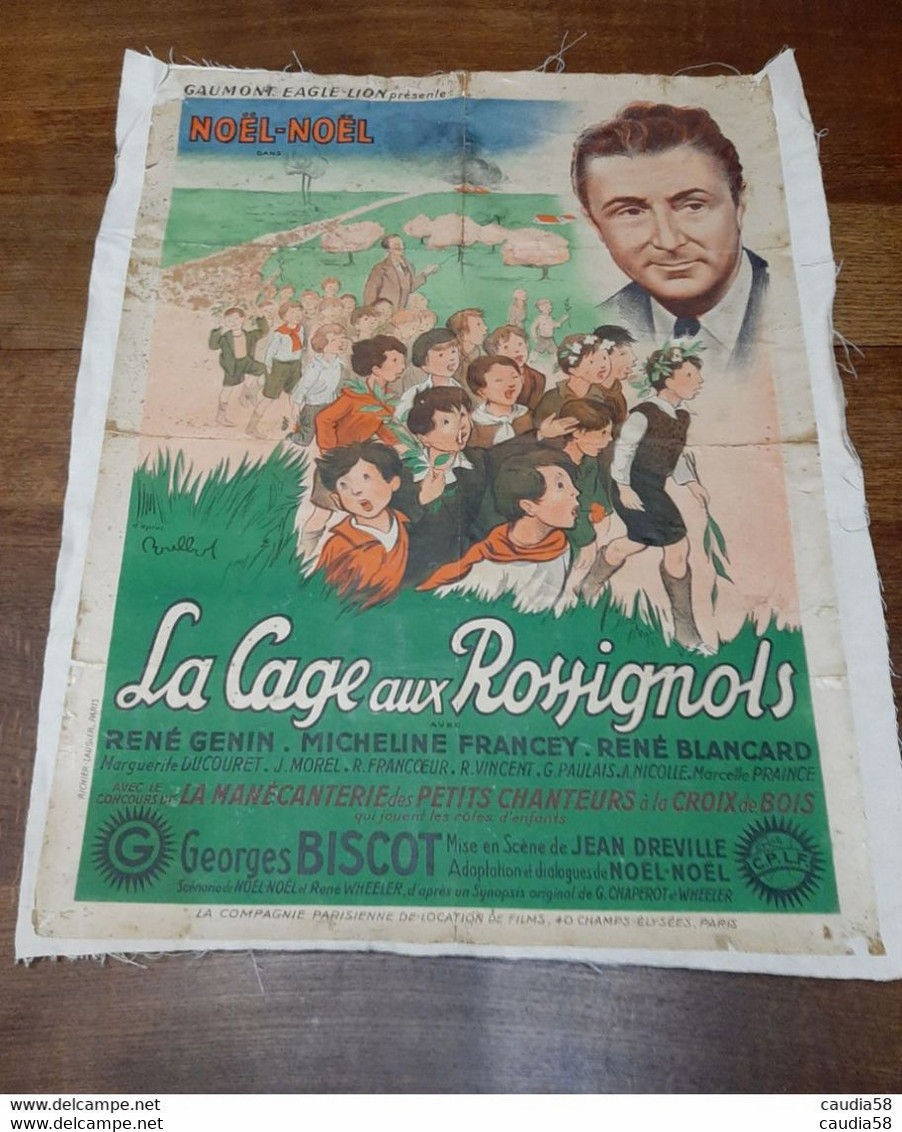 Poulbot F. La Cage Aux Rossignols. Noël-Noël. Affiche Entoilée De 60 Cm X 82 Cm. - Manifesti