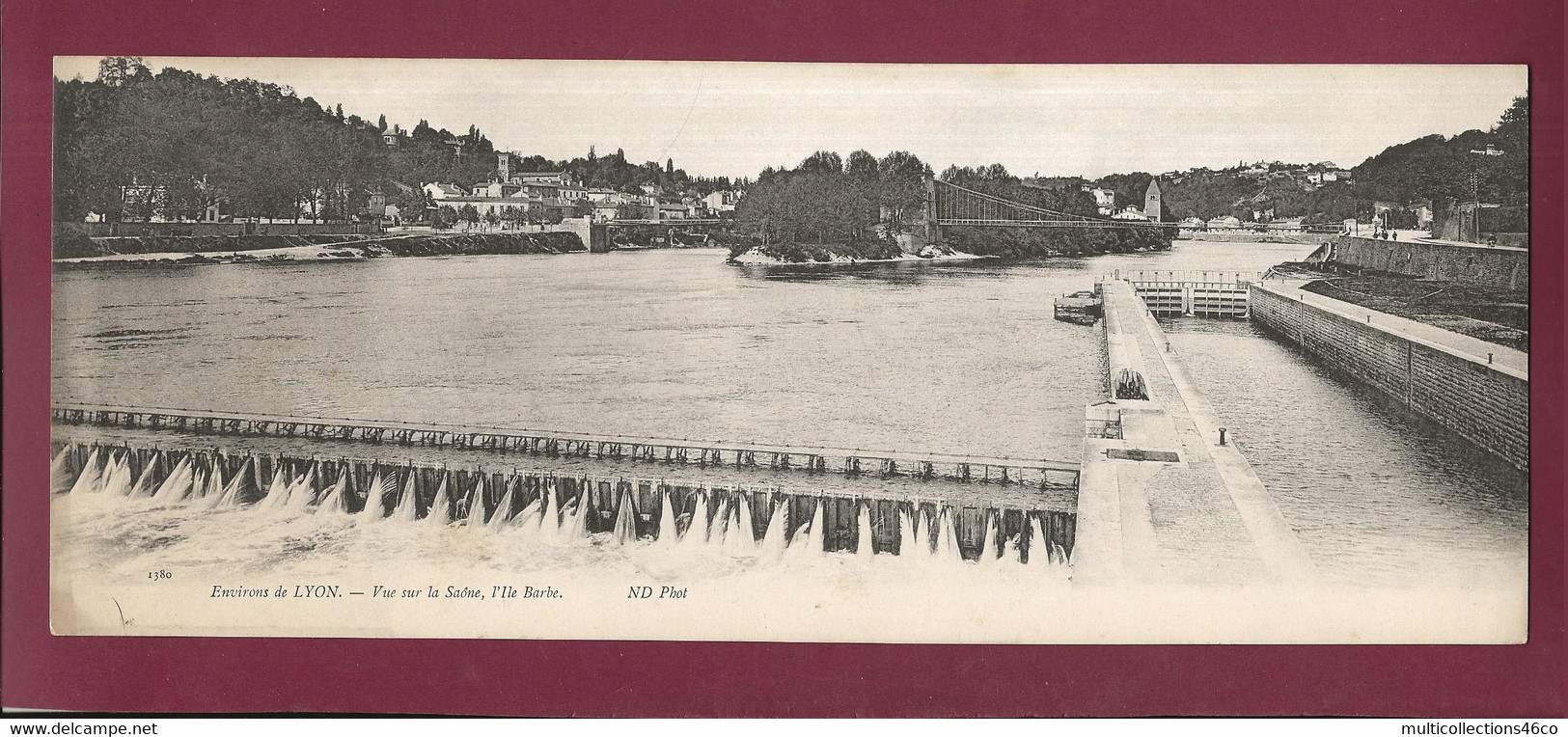 180721 - CARTE LETTRE PANORAMIQUE - 69 LYON - Vue Sur La Saône, L'Ile Barbe - ND PHOT N° 1380 - écluse - Lyon 9