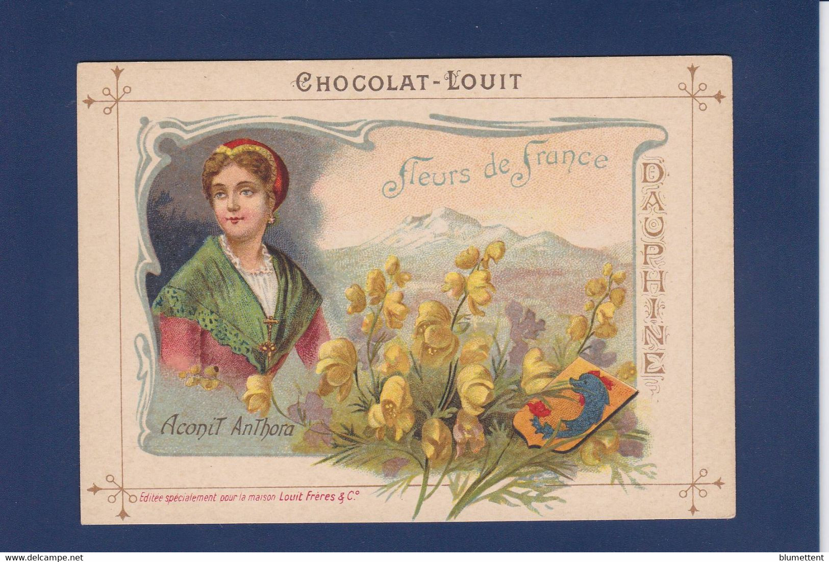 Chromos > Chocolat > Louit Fleurs De France Provinces Texte Explicatif Au Dos + Publicité Dauphiné - Louit