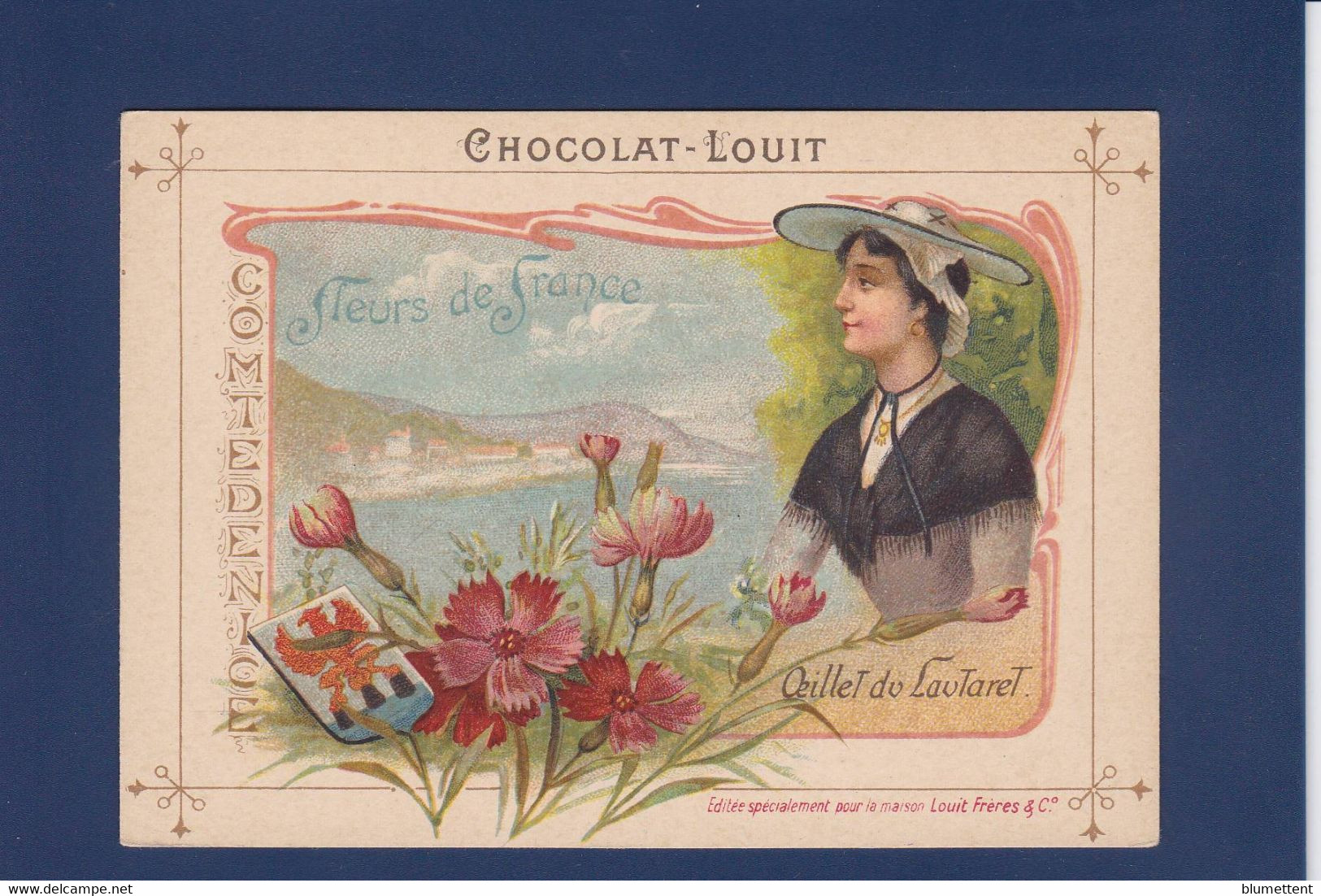 Chromos > Chocolat > Louit Fleurs De France Provinces Texte Explicatif Au Dos + Publicité NICE - Louit