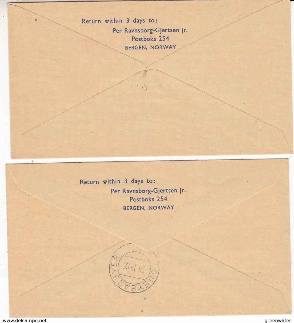 Norway 1966 Postflight Norway-Spitsbergen-Norway 2 Covers Ca Tromso 21.12.66 (53212) - Sonstige & Ohne Zuordnung