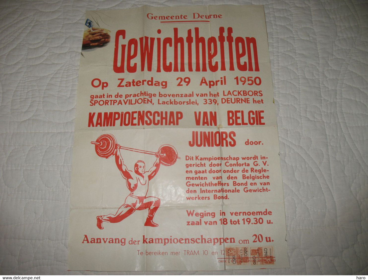 DEURNE - Gewichtheffen/ Altérophilie - Kampionschap Van Belgie Juniors / Championnat  1950 Sport  (B289) - Affiches