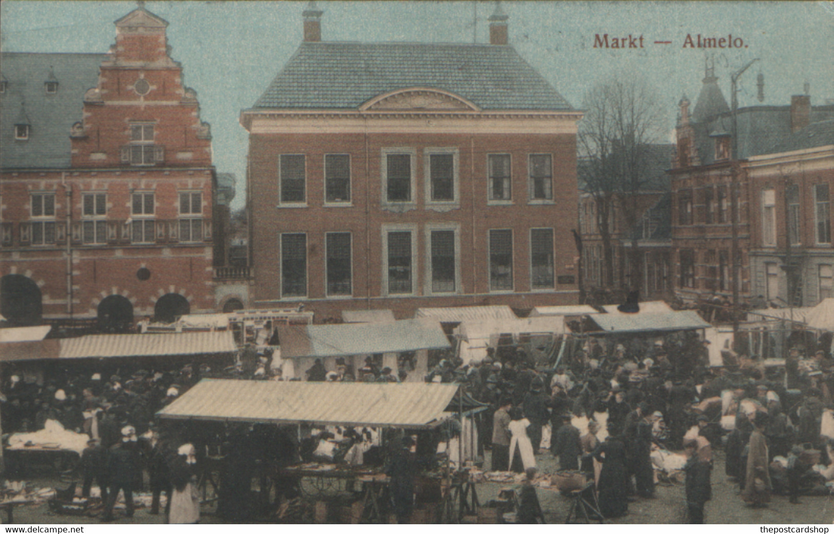 NETHERLANDS HOLLAND Overijssel  Markt Almelo POSTALLY USED Almelo 1920 Stamp Attached - Almelo