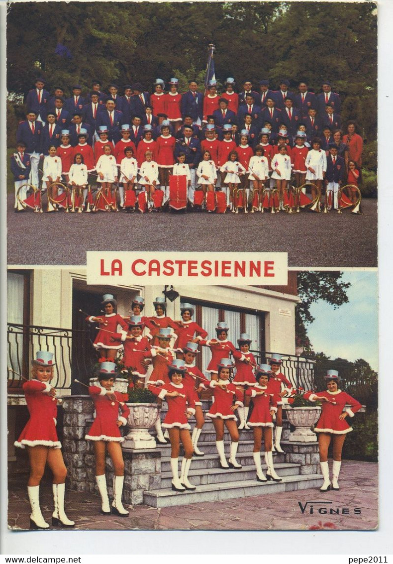 CPSM 40 CASTETS La Castésienne 2 Vues Musiciens Majorettes Peu Commune  1976 - Castets