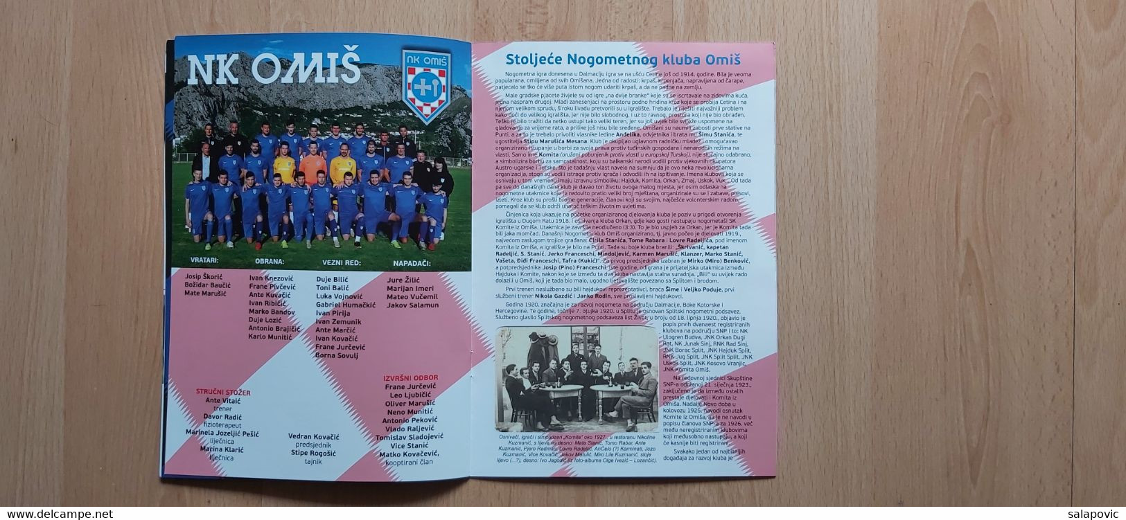 NK OMIS - HRVATSKA, UTAKMICA POVODOM 100 GODINA KLUBA 31. 5. 2019 FOOTBALL CROATIA FOOTBALL MATCH PROGRAM - Livres