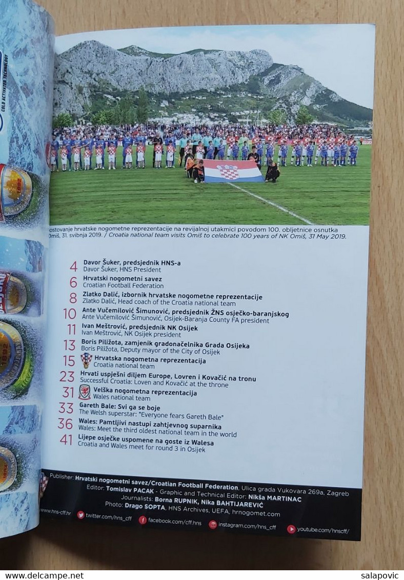 CROATIA Vs WALES, EUROPEAN QUALIFICATIONS FOR UEFA EURO 2020,    8. 6. 2019 FOOTBALL CROATIA FOOTBALL MATCH PROGRAM - Livres