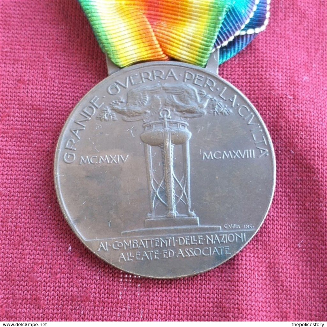 Medaglia Interalleata Per La Vittoria 1GM Originale Marcata S. Johnson - Italia