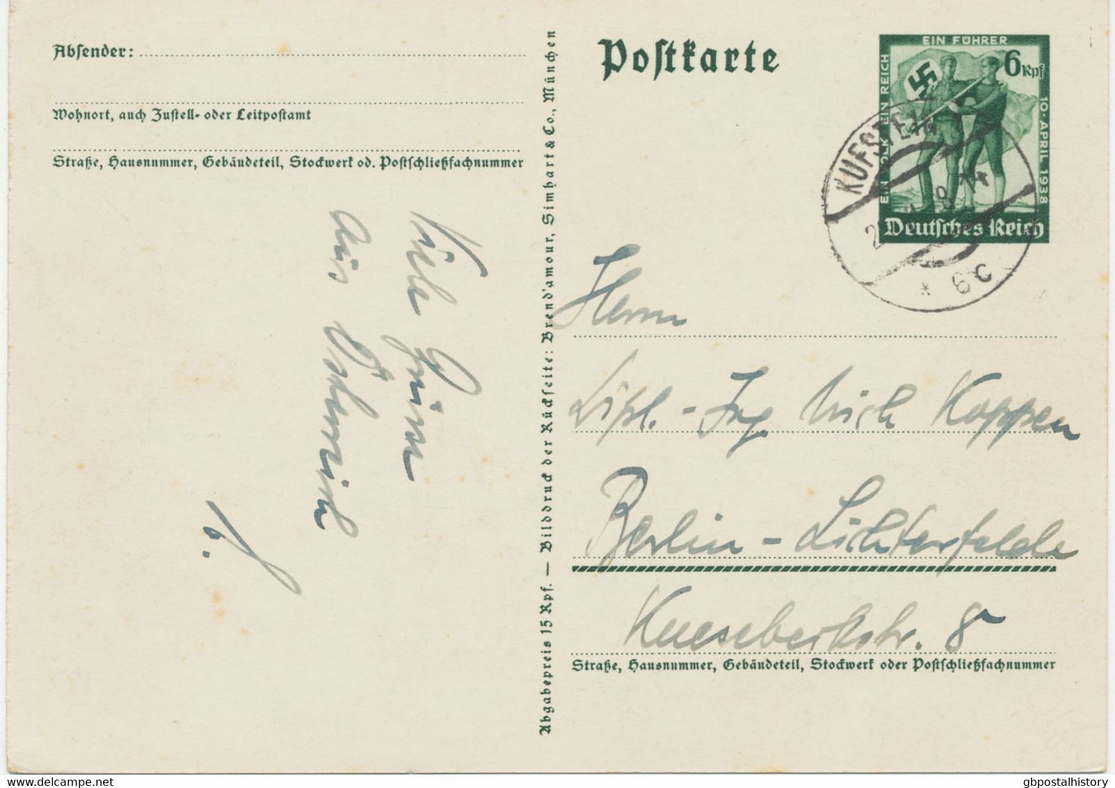 ÖSTERREICH OSTMARK 1938 Sonderpostkarte Deutsches Reich Anlässlich Der Abstimmung über Den Anschluß Österreichs Mit K2 - Andere & Zonder Classificatie