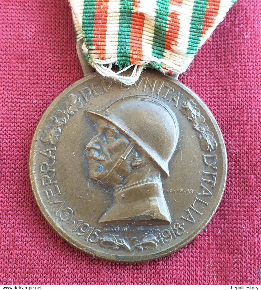 Medaglia Commemorativa Unità D'Italia 1915-18 1GM Originale Marcata Sacchini - Milano - Italia