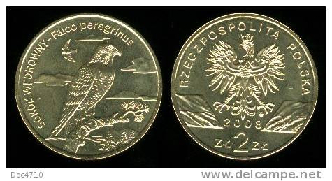 Poland 2 Zlote 2008, Peregrine Falcon Bird-Falco Peregrinus - Sokół Wędrowny, KM Y#627, Unc - Polonia