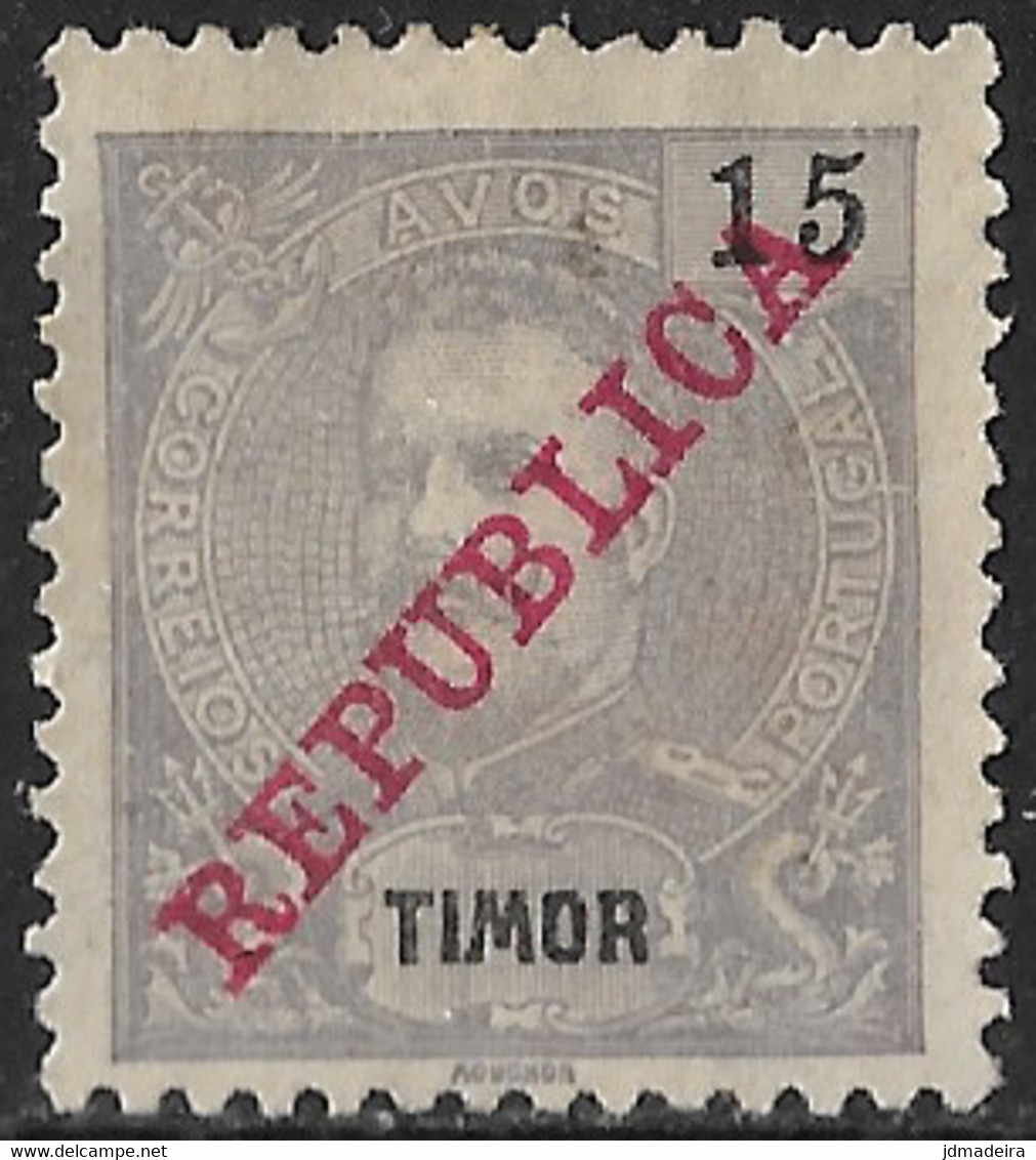 Timor – 1911 King Carlos Overprinted REPUBLICA 15 Avos Mint Stamp - Timor