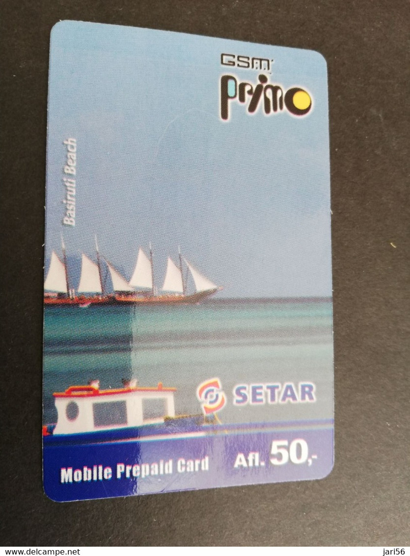 ARUBA PREPAID CARD  GSM PRIMO  SETAR  SAILING BOATS          AFL 50,--    Fine Used Card  **5886** - Aruba