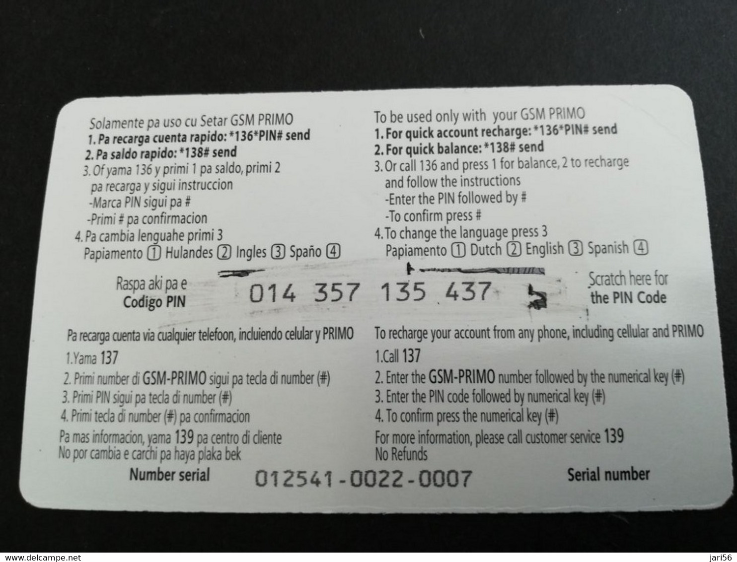 ARUBA PREPAID CARD  GSM PRIMO  SETAR  SAILING BOATS          AFL 50,--    Fine Used Card  **5886** - Aruba