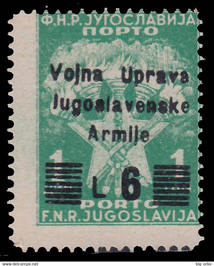 Occupazione Jugoslava - Amministrazione Militare Jugoslava / Segnatasse:  Lire 6 Su 1 D. Verde Azzurro - 1947 - Occ. Yougoslave: Littoral Slovène