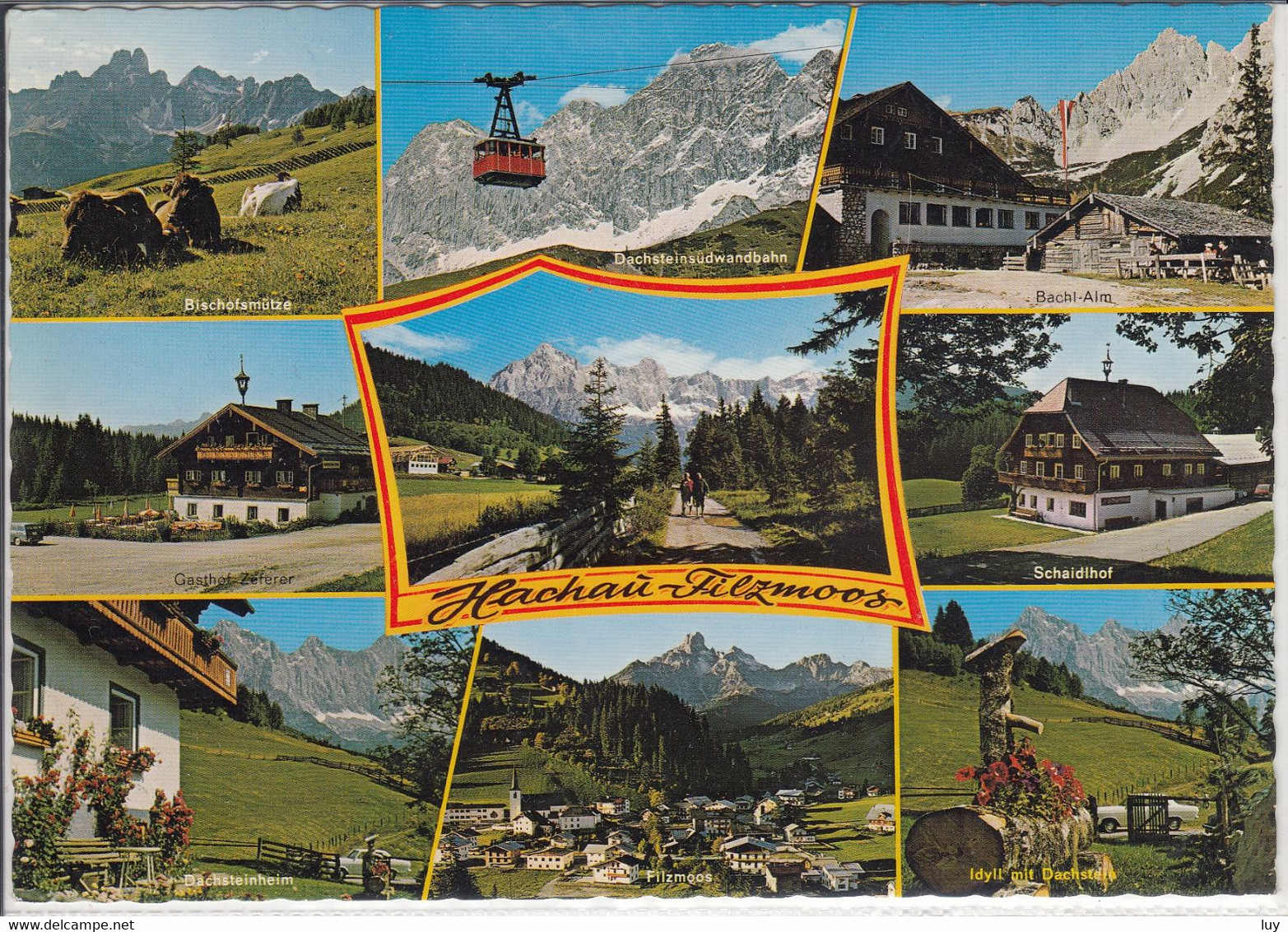 HACHAU - FILZMOOS, Mehrbildansicht M. Bachl Alm, Schaidhof, Dachsteinheim, Gasthof Zeferer - Filzmoos