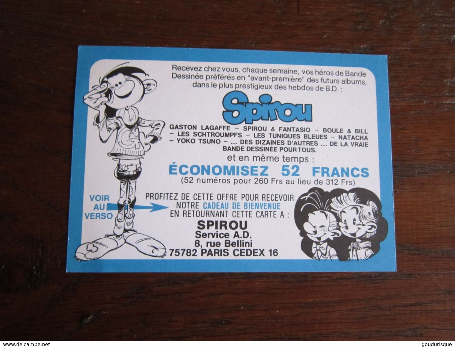 PUB POUR S'ABONNER AU JOURNAL DE SPIROU   FRANQUIN - Gaston