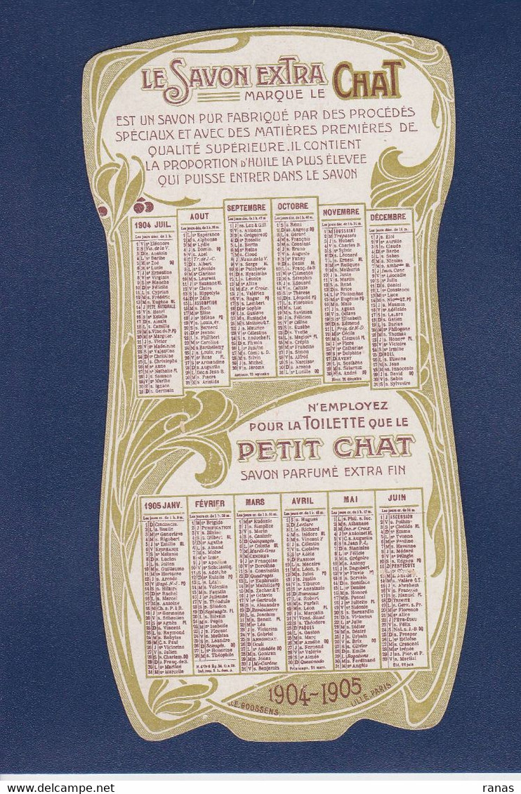 CPA Calendrier Savon Le Chat Publicité Publicitaire Art Nouveau Voir Dos Hollande 1904 1905 - Small : 1901-20