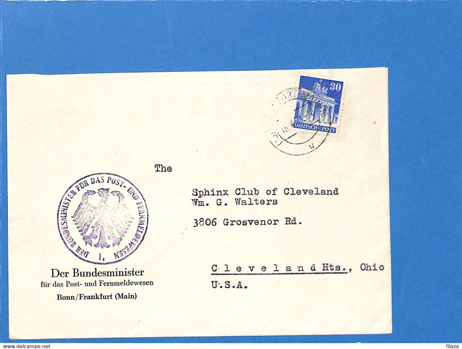 Allemagne Bizone 1951 Lettre De Frankfurt Aux USA (G2470) - Autres & Non Classés