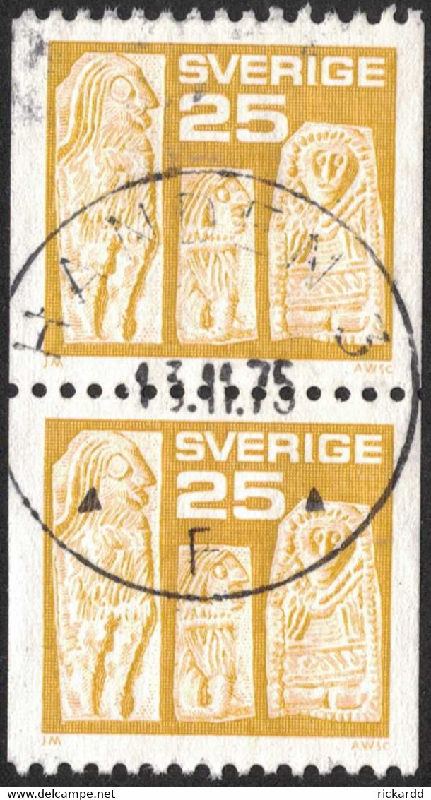 Sweden - Facit #915 LYX / PRAKTstämplat 2-strip HANDEN 3 13.11.75 - 1930- ... Rollen II