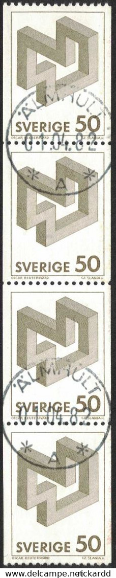 Sweden - Facit #1200 LYX / PRAKTstämplat 4-strip ÄLMHULT 01.04.82 - 1930- ... Rollen II