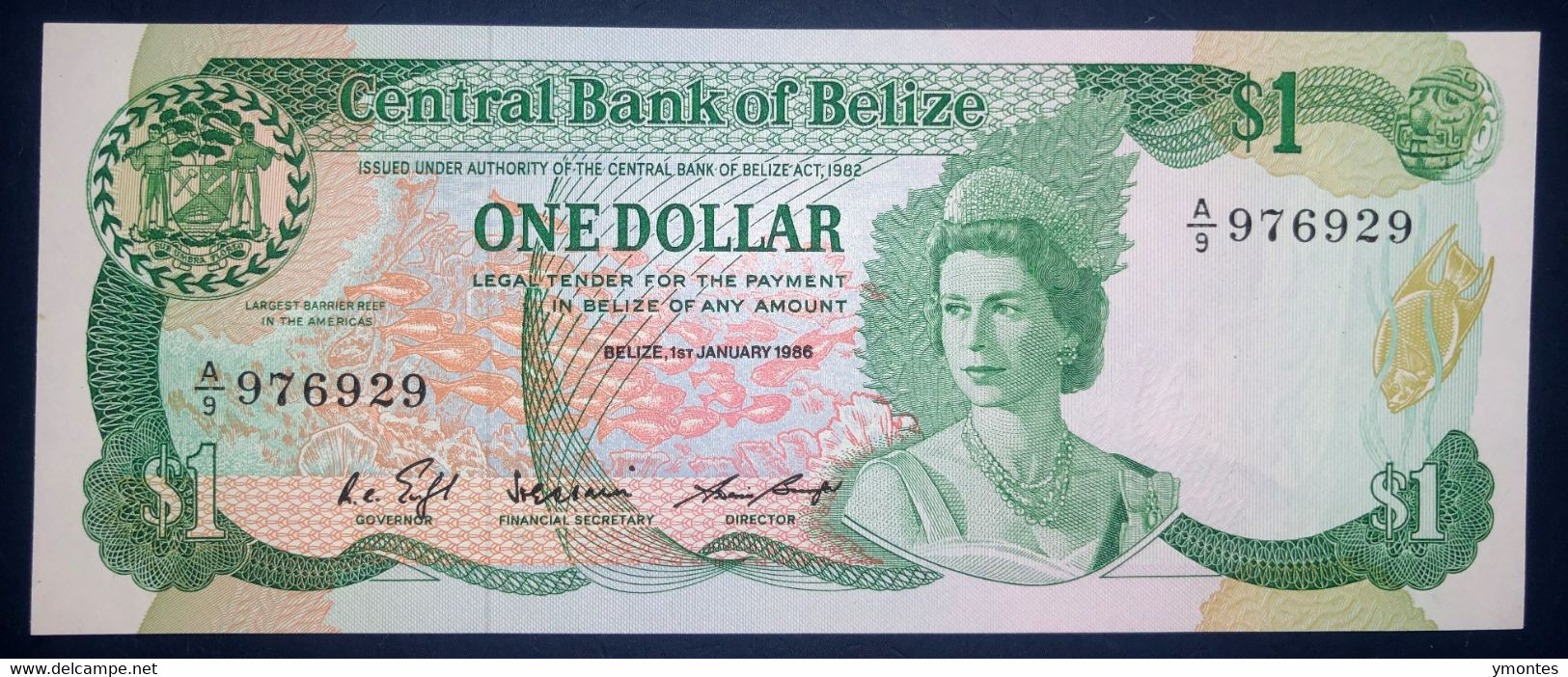 UNC Belize Banknote 1 Belizian Dollar P46b (01/01/1986) - Belice