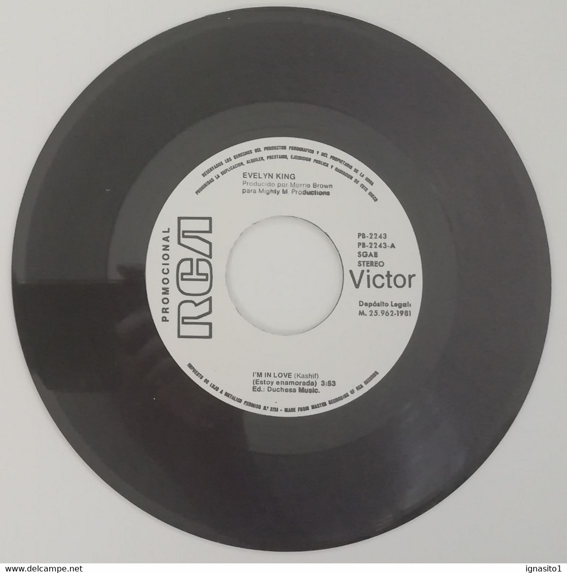 Evelyn King I`m In Love / The Other Side Of Love - Disco Promocional - Año 1981 - Sonstige - Spanische Musik