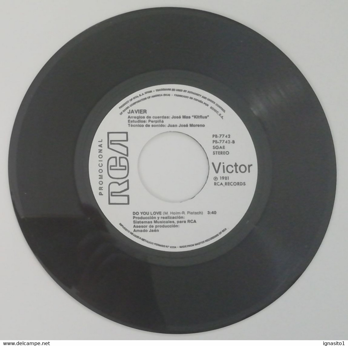 Javier - Flores Para Ti / Do You Love - Disco Promocional - Año 1981 - Altri - Musica Spagnola