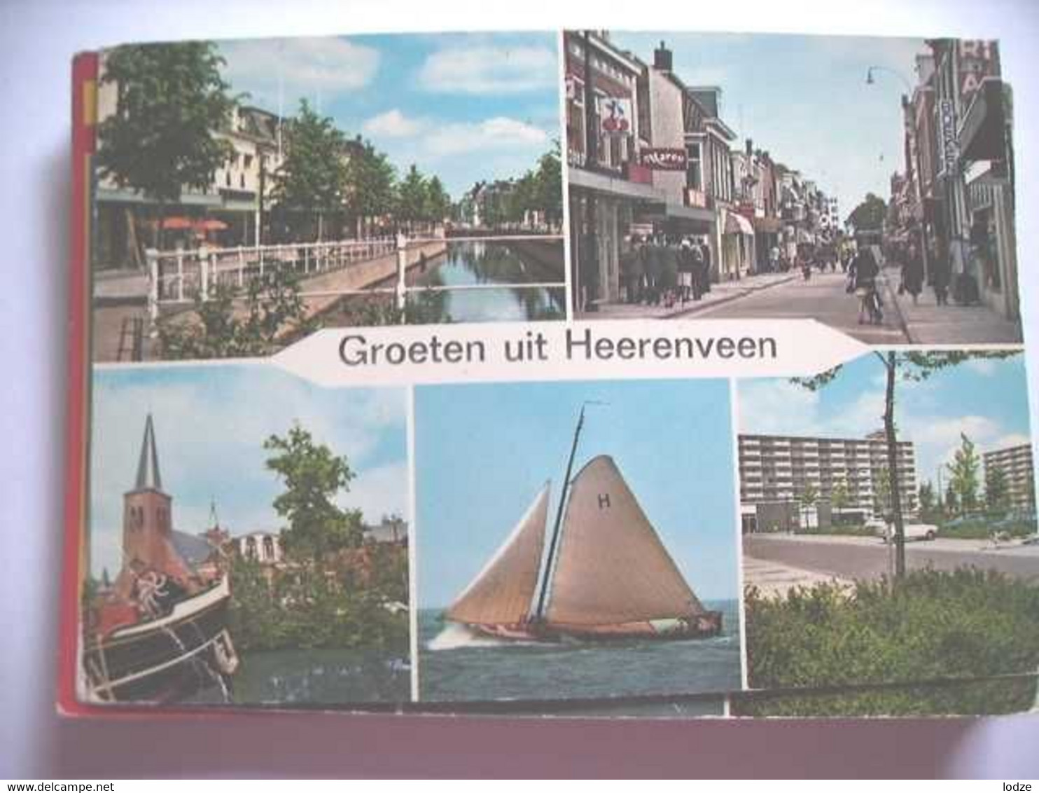 Nederland Holland Pays Bas Heerenveen Met Winkelstraat En Skutsje - Heerenveen