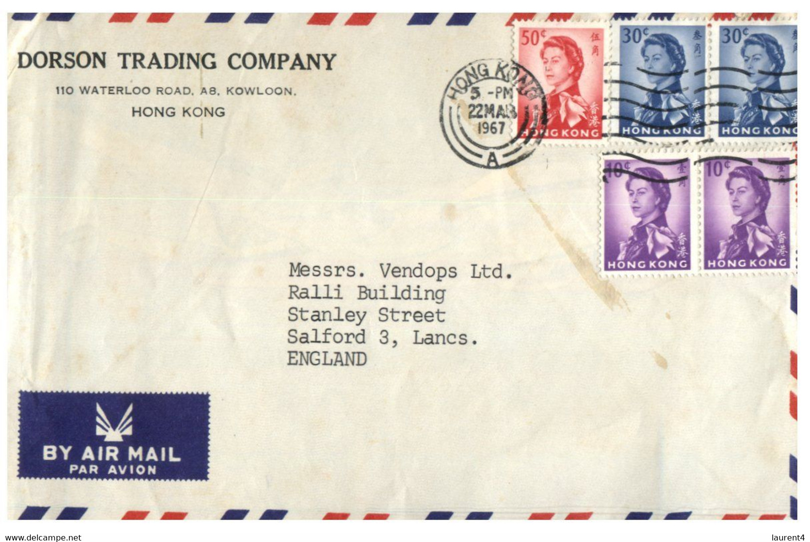 (UU 21) Hong Kong Letter Postd To Australia - 1967 - Queen Elizabeth - Brieven En Documenten